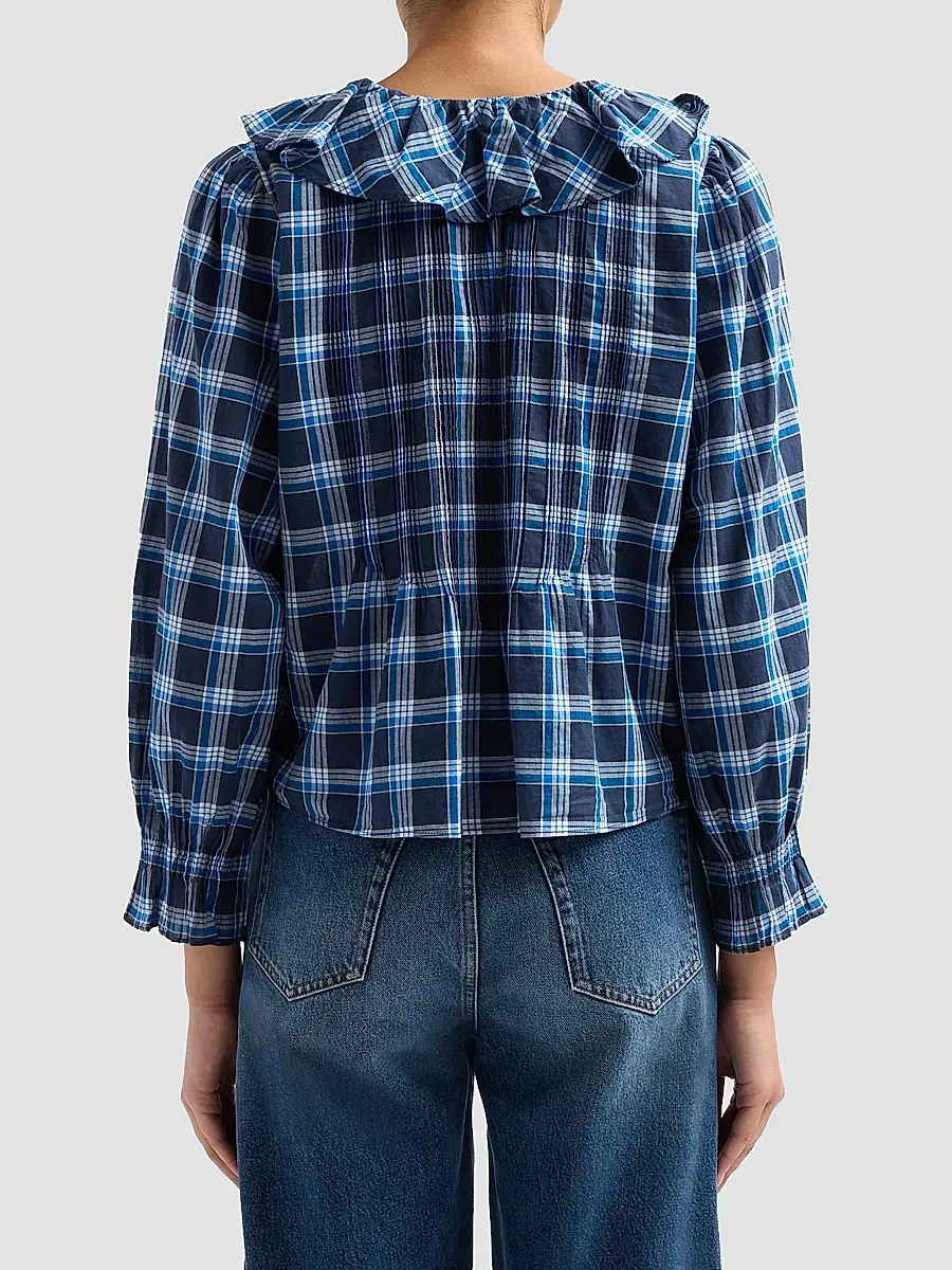 DÔEN Women's Hardy Ruffle-Trim Plaid Cotton Top | Thumbnail 3 DÔEN Women's Hardy Ruffle-Trim Plaid Cotton Top | Thumbnail 3