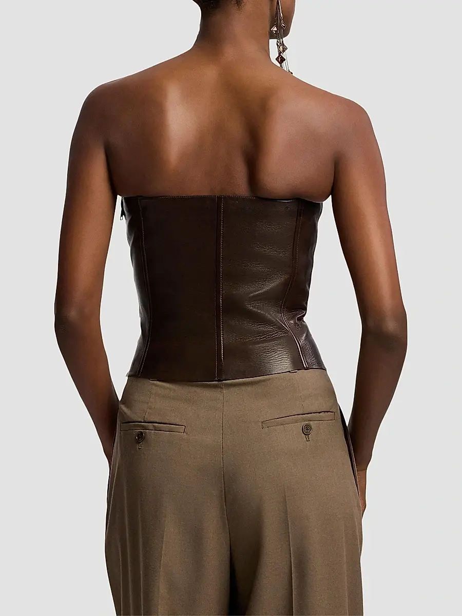 Ralph Lauren Collection Women's Carolin Leather Bustier Top | Thumbnail 3 Ralph Lauren Collection Women's Carolin Leather Bustier Top | Thumbnail 3
