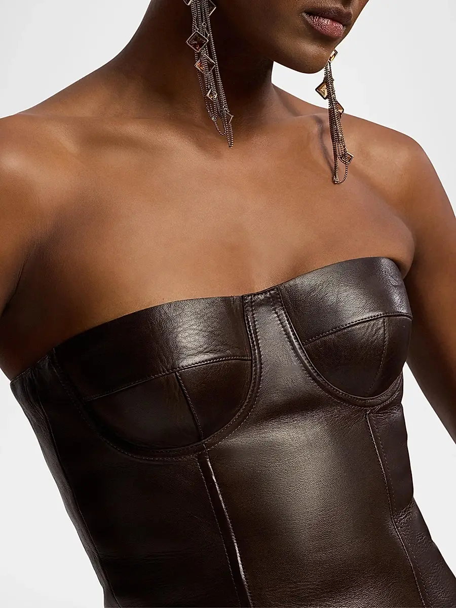 Ralph Lauren Collection Women's Carolin Leather Bustier Top | Thumbnail 5 Ralph Lauren Collection Women's Carolin Leather Bustier Top | Thumbnail 5