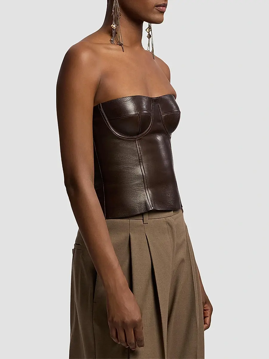 Ralph Lauren Collection Women's Carolin Leather Bustier Top | Thumbnail 6 Ralph Lauren Collection Women's Carolin Leather Bustier Top | Thumbnail 6