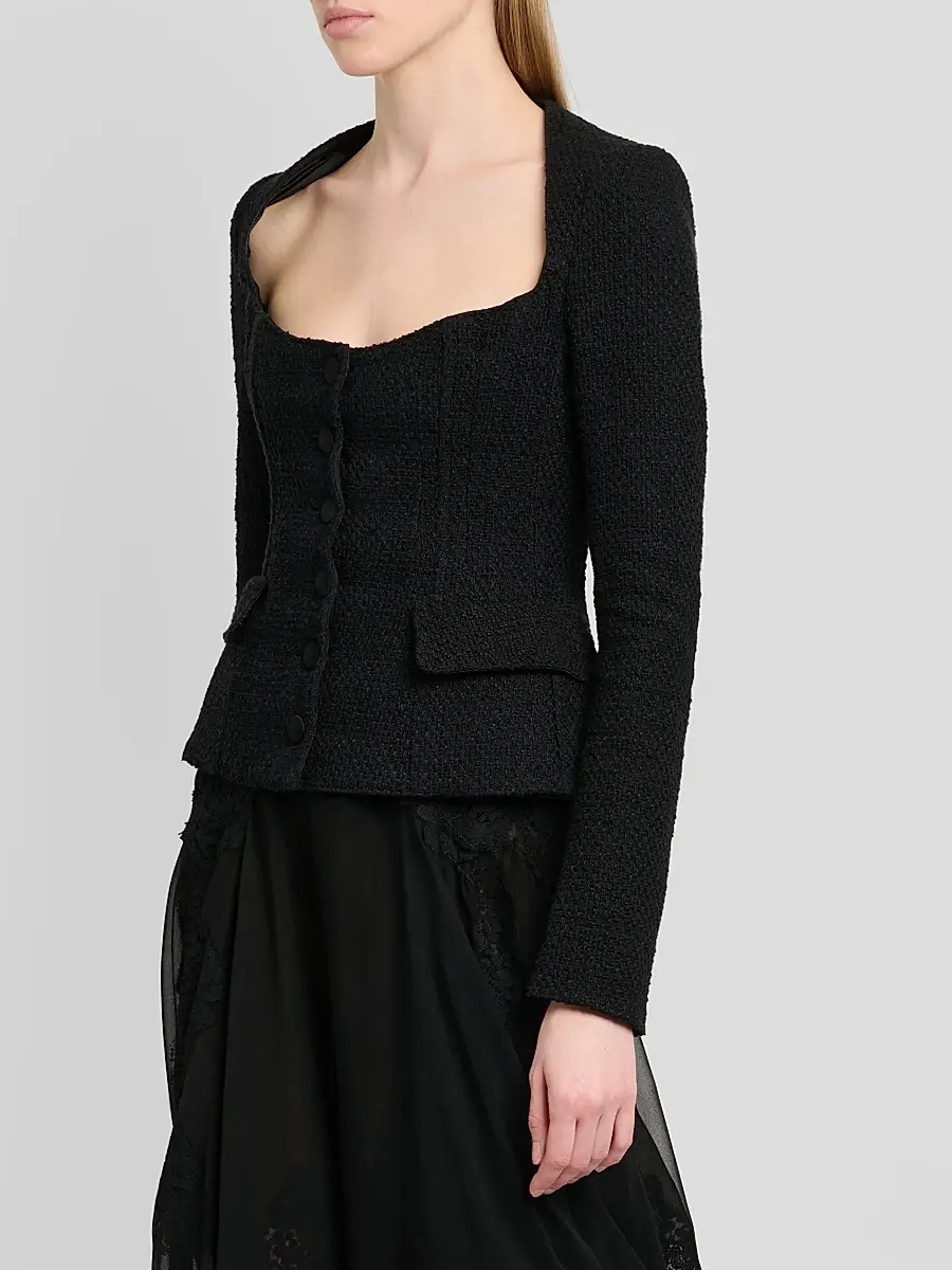 Dolce & Gabbana Women's Tweed Structured Jacket | Thumbnail 4 Dolce & Gabbana Women's Tweed Structured Jacket | Thumbnail 4