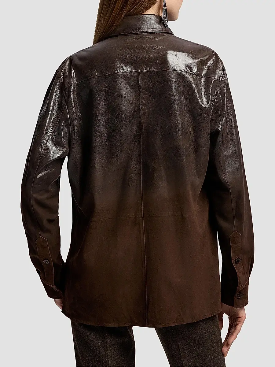 Ralph Lauren Collection Women's Landry Distressed Suede Shirt | Thumbnail 3 Ralph Lauren Collection Women's Landry Distressed Suede Shirt | Thumbnail 3