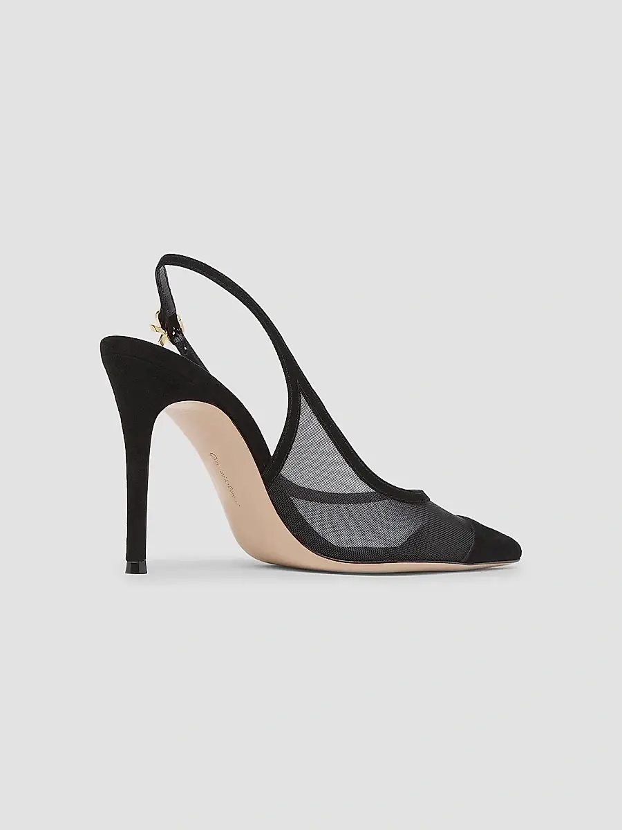 Gianvito Rossi Women's 95MM Suede & Mesh Slingback Pumps | Thumbnail 2 Gianvito Rossi Women's 95MM Suede & Mesh Slingback Pumps | Thumbnail 2