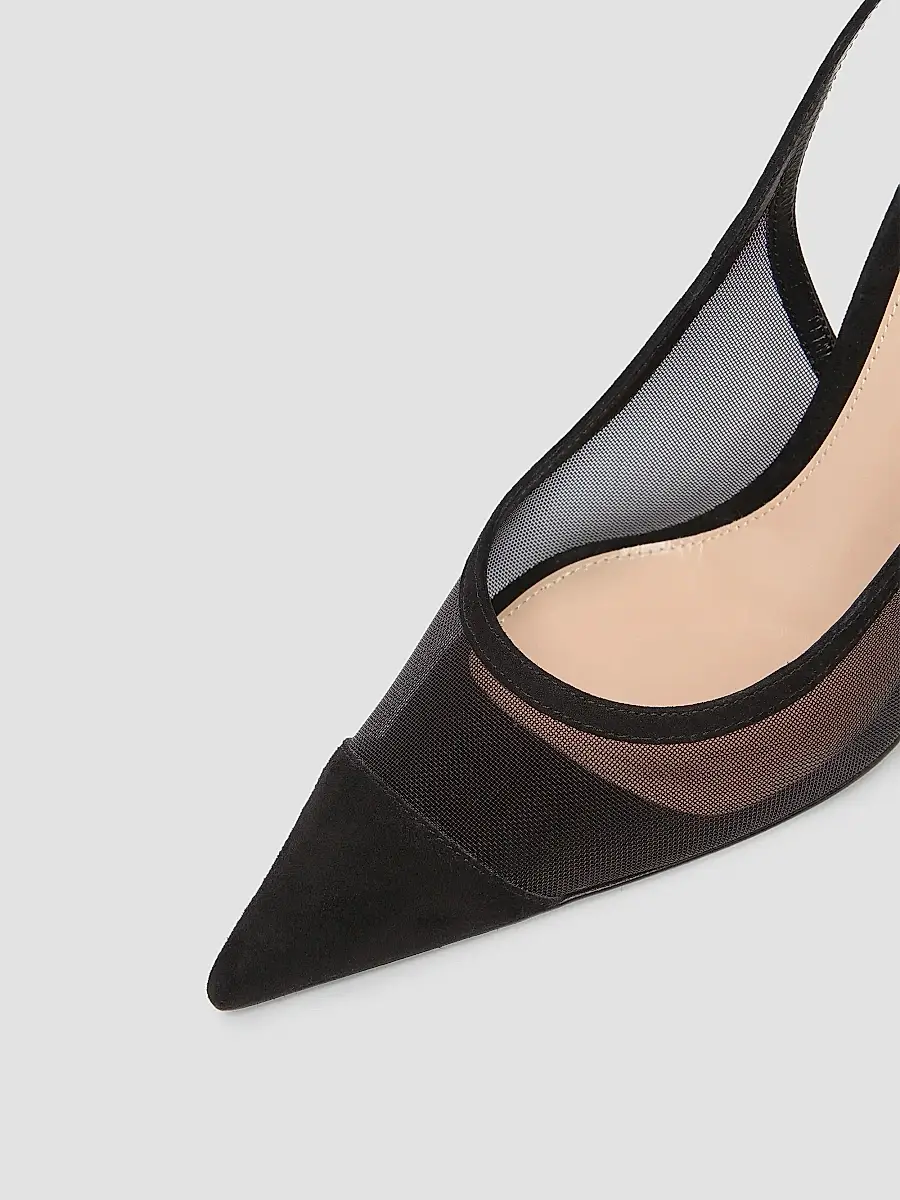 Gianvito Rossi Women's 95MM Suede & Mesh Slingback Pumps | Thumbnail 3 Gianvito Rossi Women's 95MM Suede & Mesh Slingback Pumps | Thumbnail 3