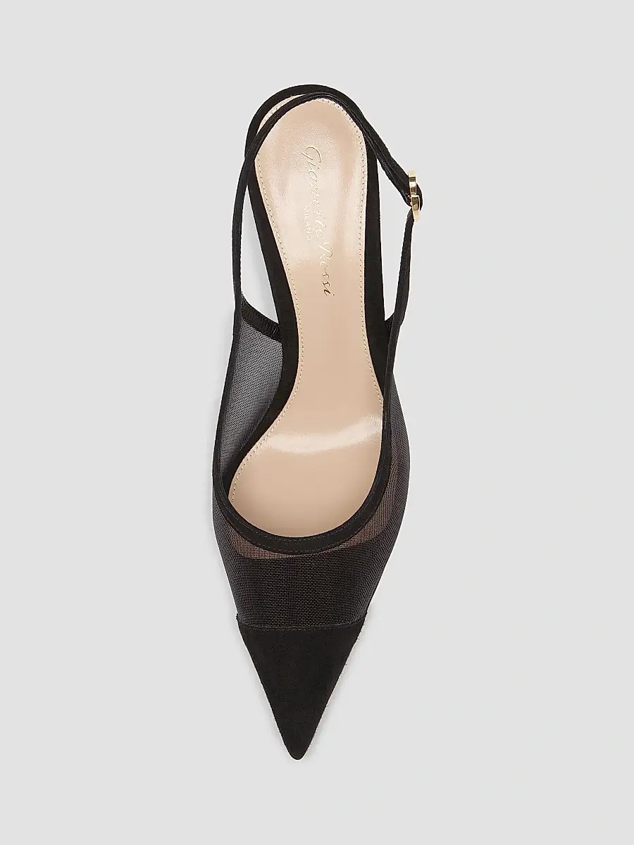 Gianvito Rossi Women's 95MM Suede & Mesh Slingback Pumps | Thumbnail 4 Gianvito Rossi Women's 95MM Suede & Mesh Slingback Pumps | Thumbnail 4