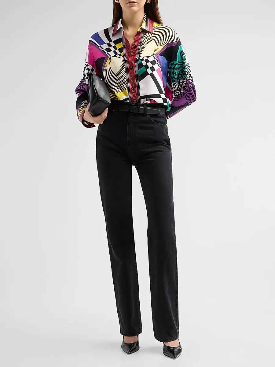 Versace Women's Teatro Foulard Silk Twill Shirt | Thumbnail 2