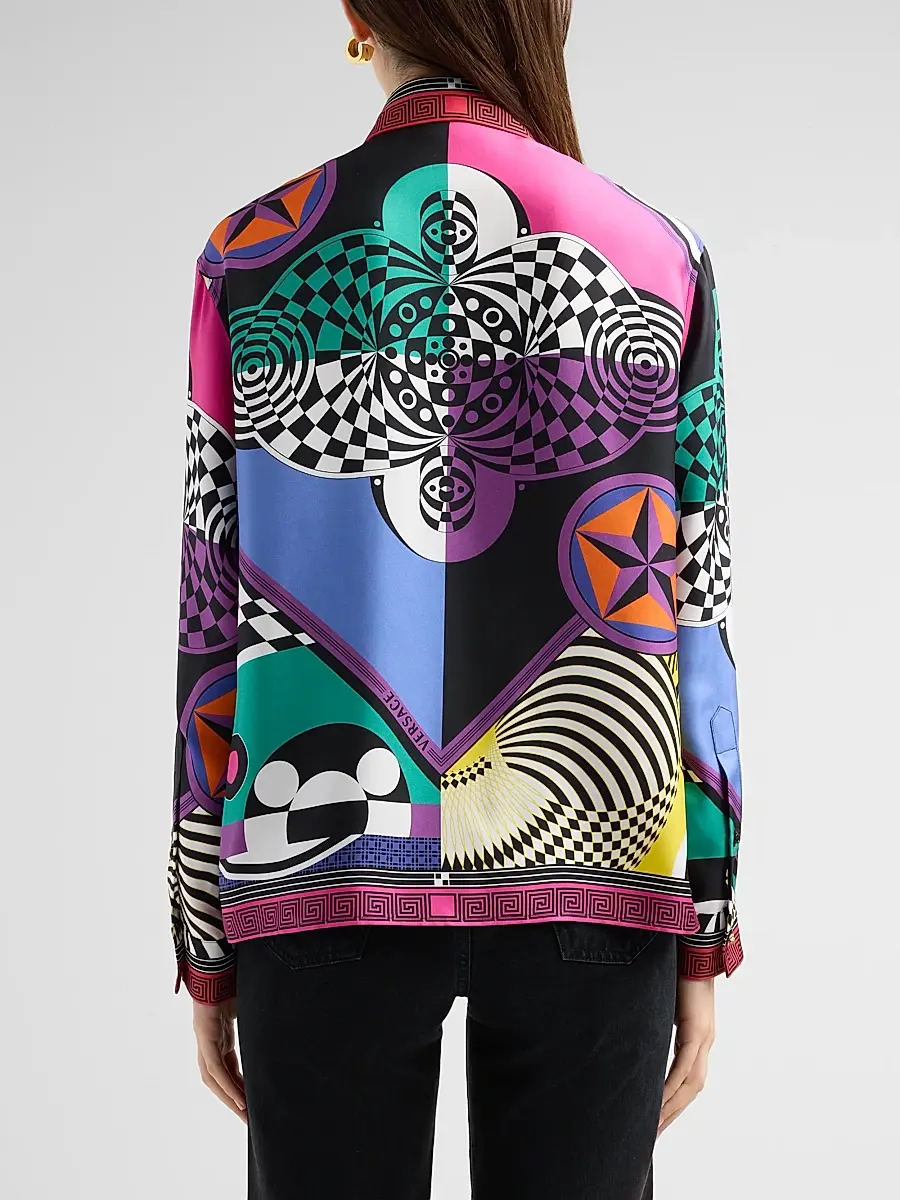 Versace Women's Teatro Foulard Silk Twill Shirt | Thumbnail 3