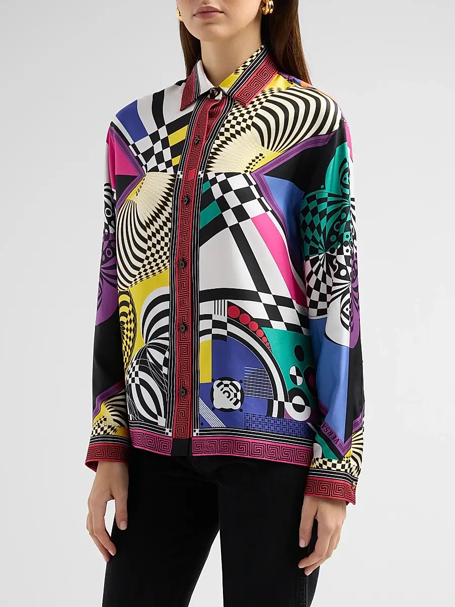 Versace Women's Teatro Foulard Silk Twill Shirt | Thumbnail 4
