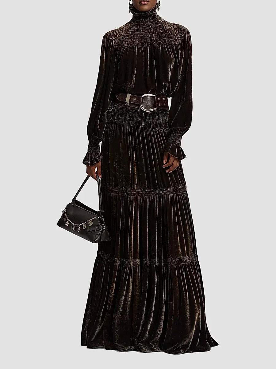Ralph Lauren Collection Women's Janie Velvet Pleated Maxi Skirt | Thumbnail 2 Ralph Lauren Collection Women's Janie Velvet Pleated Maxi Skirt | Thumbnail 2