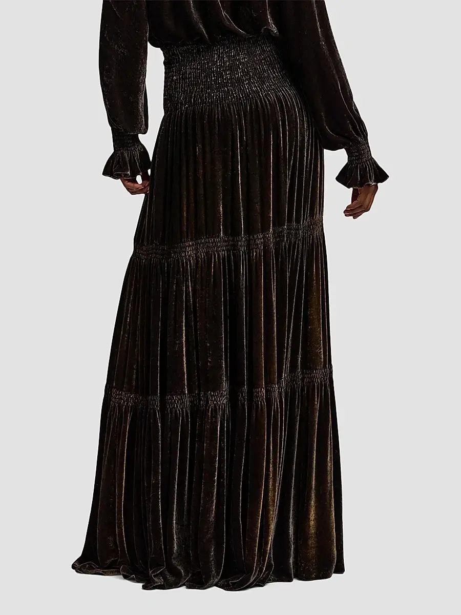 Ralph Lauren Collection Women's Janie Velvet Pleated Maxi Skirt | Thumbnail 3 Ralph Lauren Collection Women's Janie Velvet Pleated Maxi Skirt | Thumbnail 3