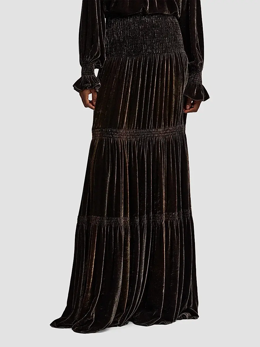 Ralph Lauren Collection Women's Janie Velvet Pleated Maxi Skirt | Thumbnail 4 Ralph Lauren Collection Women's Janie Velvet Pleated Maxi Skirt | Thumbnail 4