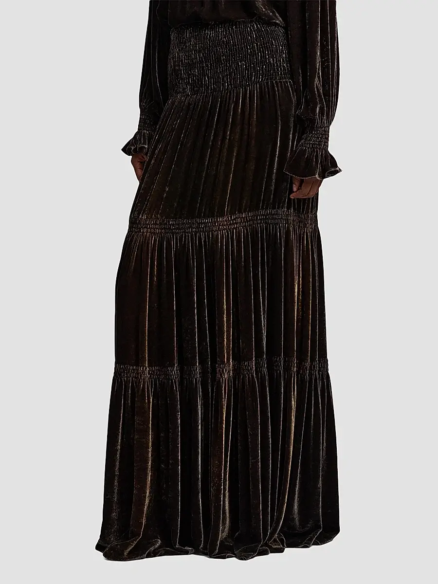 Ralph Lauren Collection Women's Janie Velvet Pleated Maxi Skirt | Thumbnail 5 Ralph Lauren Collection Women's Janie Velvet Pleated Maxi Skirt | Thumbnail 5