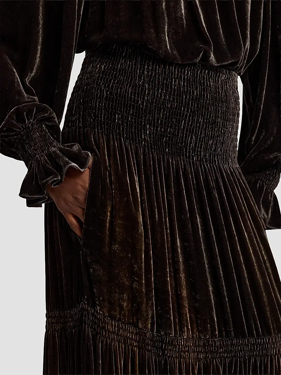 Ralph Lauren Collection Women's Janie Velvet Pleated Maxi Skirt | Thumbnail 6 Ralph Lauren Collection Women's Janie Velvet Pleated Maxi Skirt | Thumbnail 6