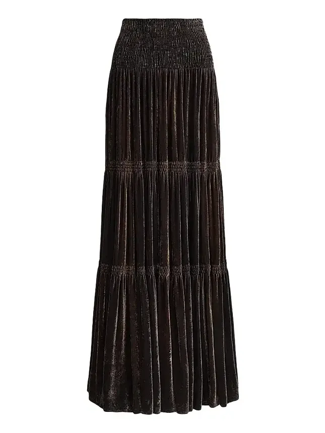 Women's Janie Velvet Pleated Maxi Skirt