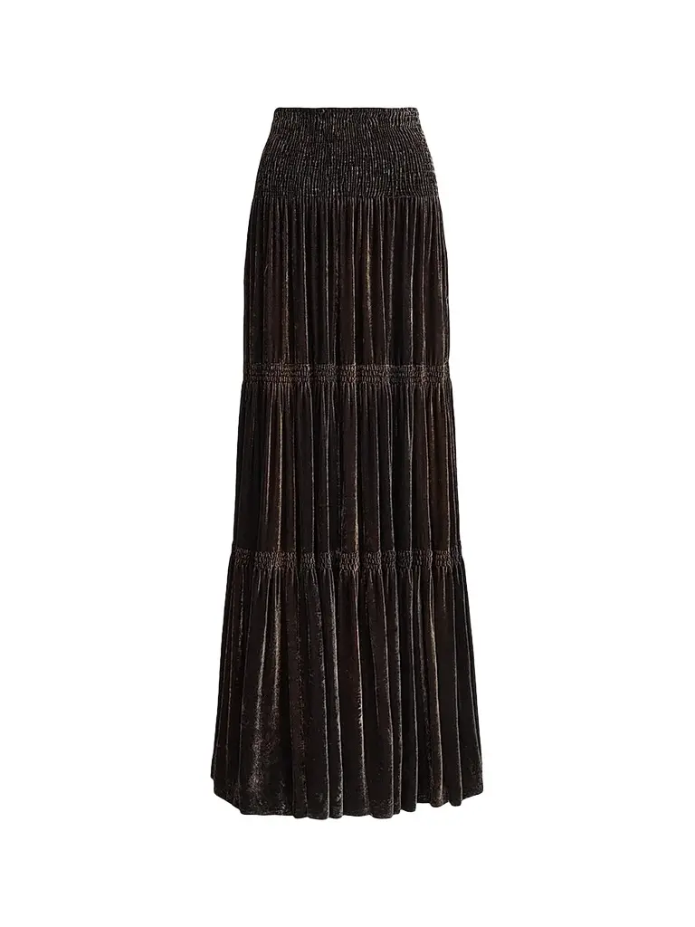 Women's Janie Velvet Pleated Maxi Skirt