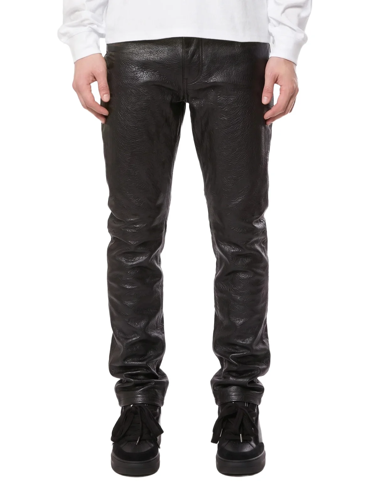 Purple Brand Men's Leather Gathered Pants