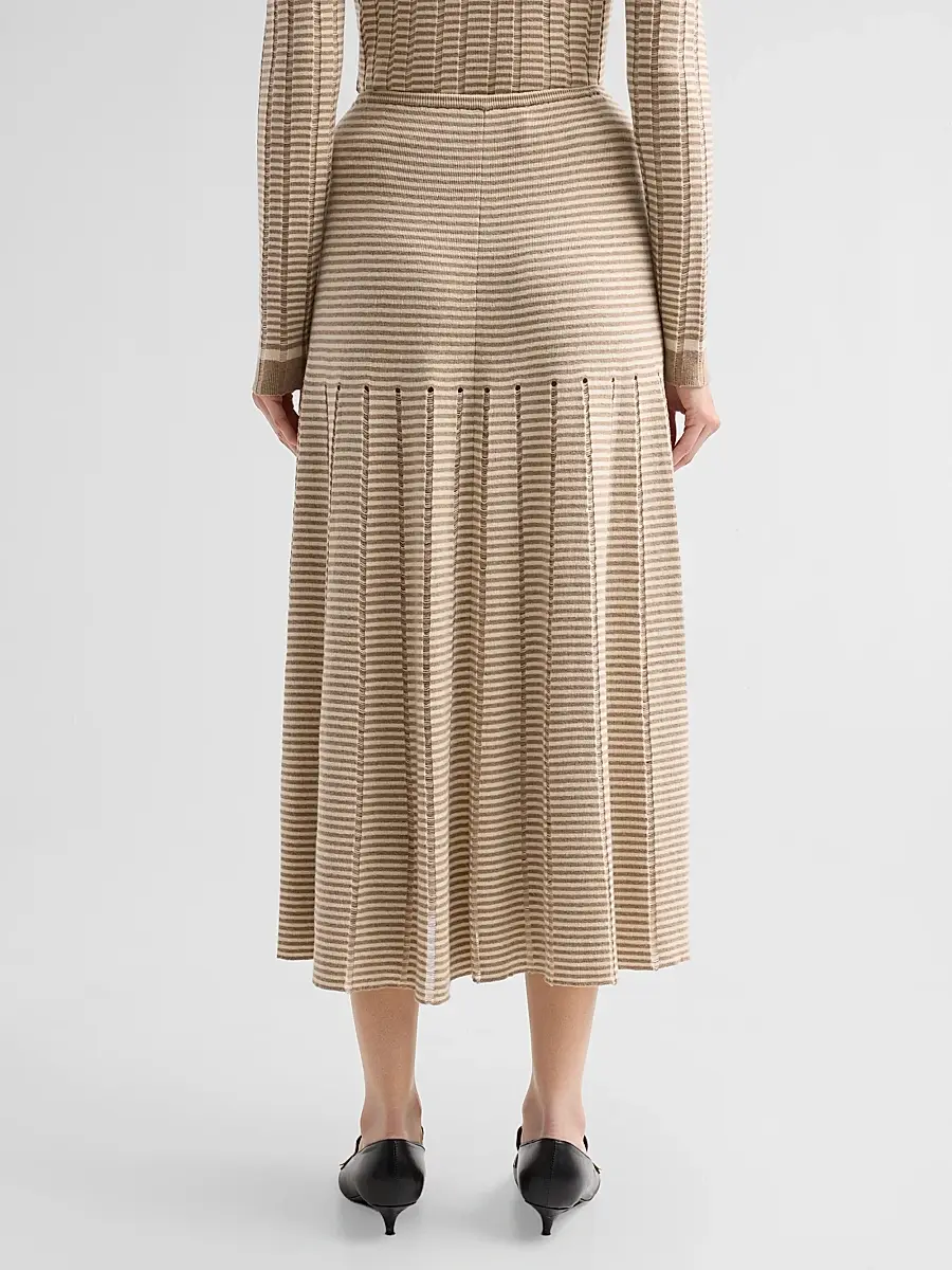 Proenza Schouler White Label Women's Phyllis Ladder Striped Midi Skirt | Thumbnail 3 Proenza Schouler White Label Women's Phyllis Ladder Striped Midi Skirt | Thumbnail 3