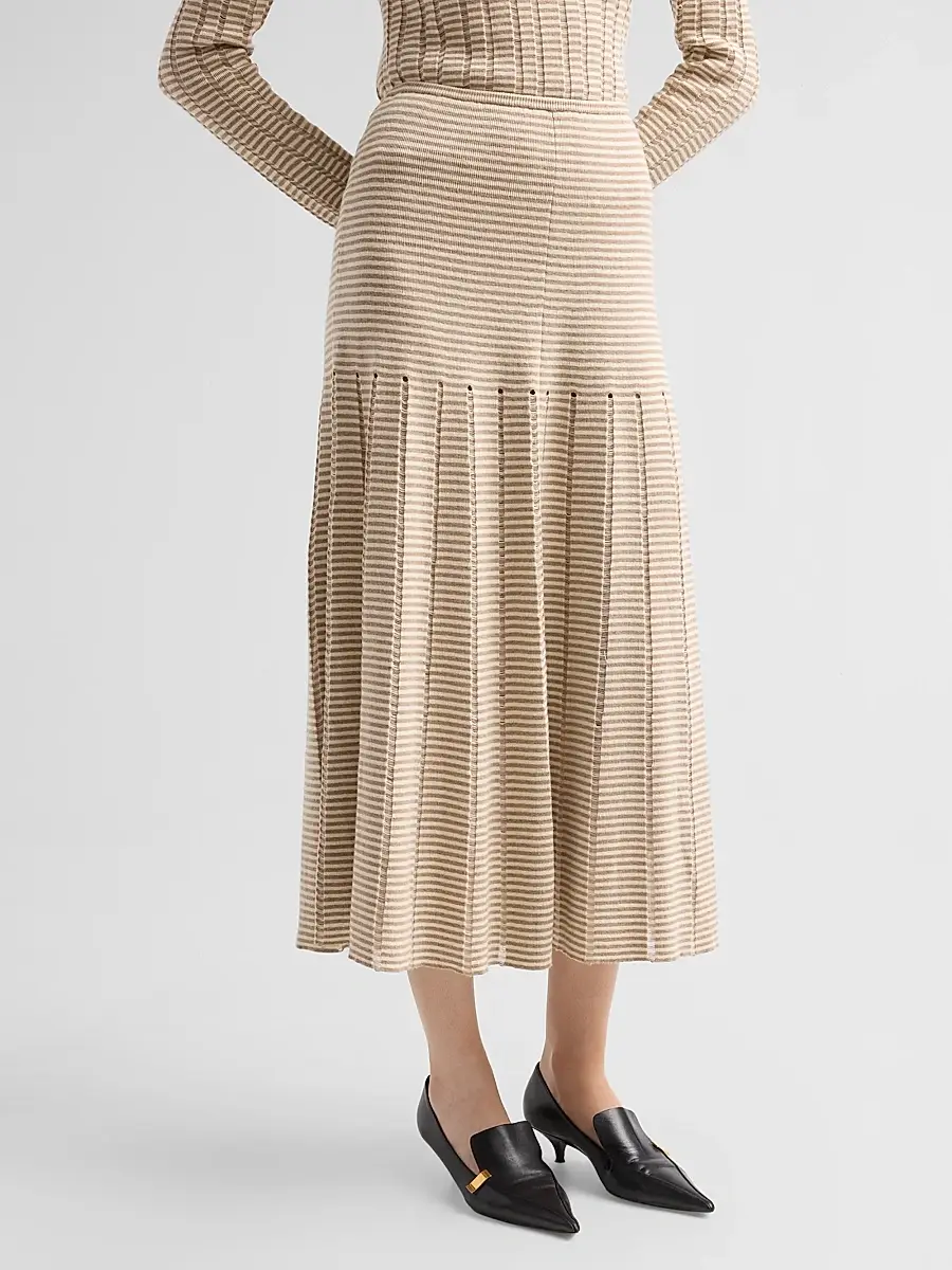Proenza Schouler White Label Women's Phyllis Ladder Striped Midi Skirt | Thumbnail 4 Proenza Schouler White Label Women's Phyllis Ladder Striped Midi Skirt | Thumbnail 4