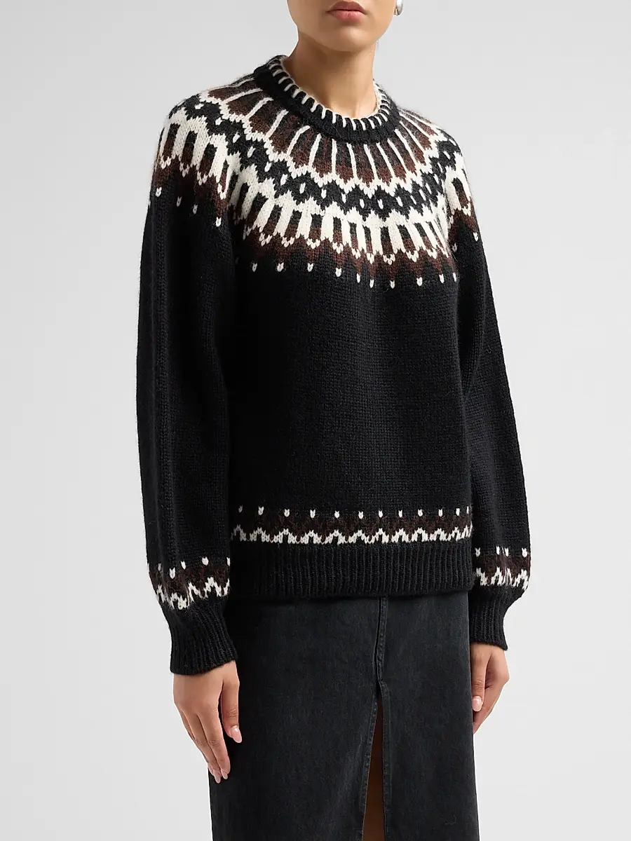 DÔEN Women's Field Fair Isle-Inspired Wool-Blend Crewneck Sweater | Thumbnail 4 DÔEN Women's Field Fair Isle-Inspired Wool-Blend Crewneck Sweater | Thumbnail 4