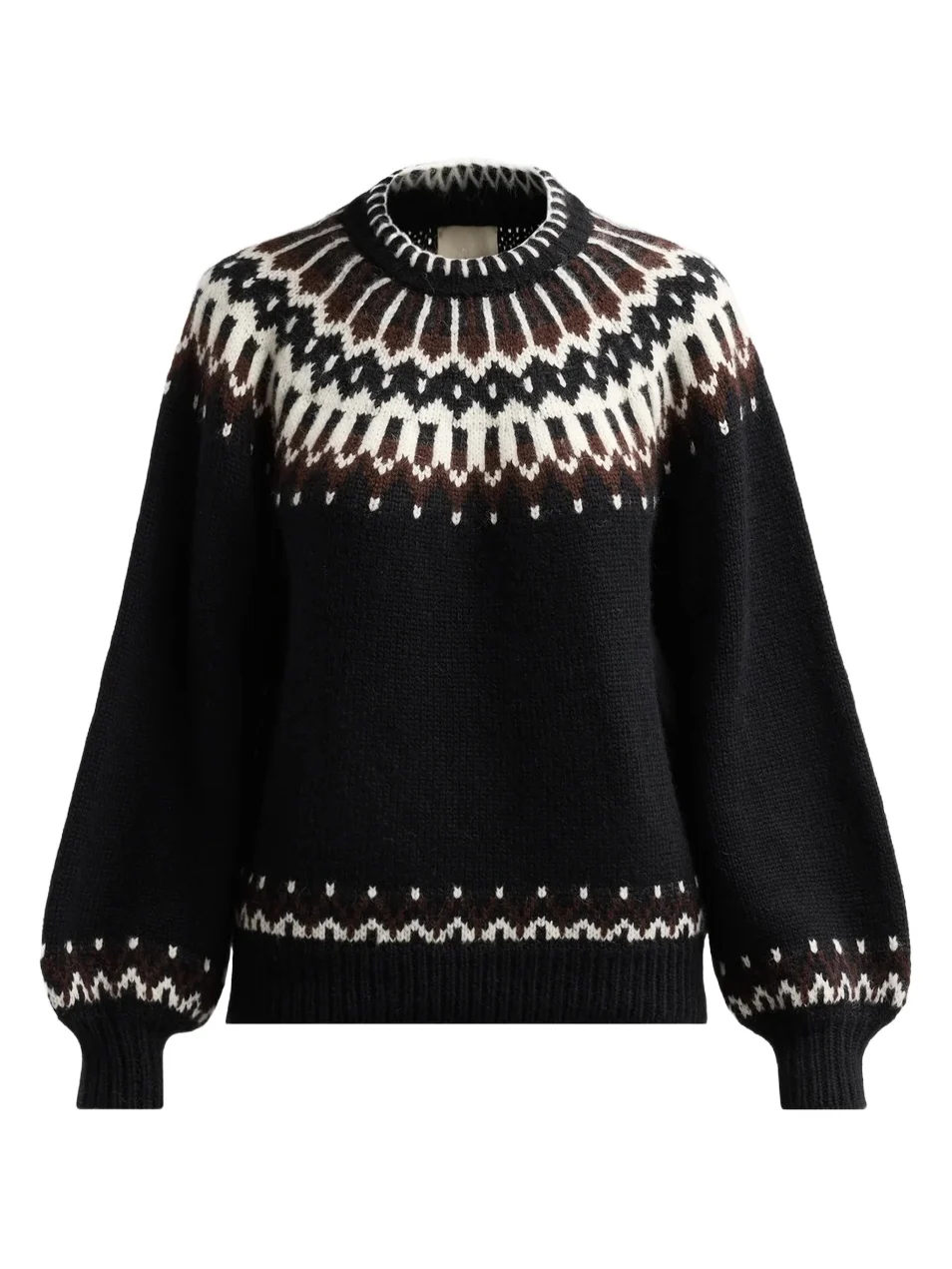 DÔEN Women's Field Fair Isle-Inspired Wool-Blend Crewneck Sweater