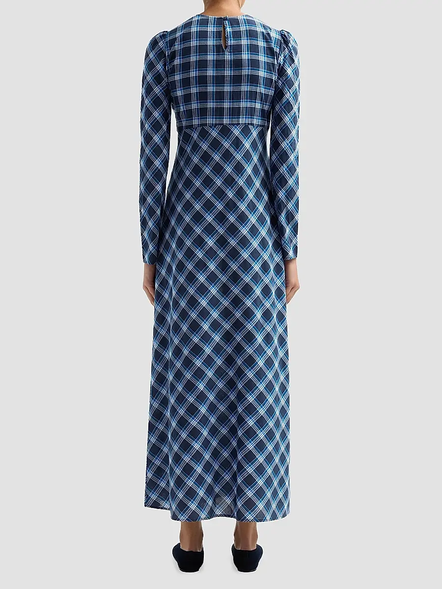 DÔEN Women's Begonia Plaid Cotton Maxi Dress | Thumbnail 3