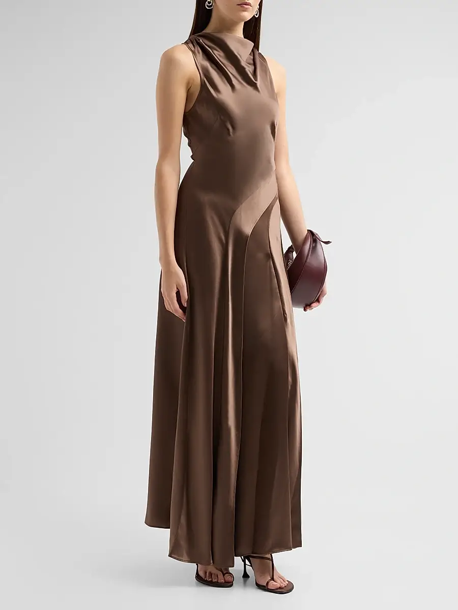 ACLER Women's Femme Fatale Lecha Satin Maxi Dress | Thumbnail 4 ACLER Women's Femme Fatale Lecha Satin Maxi Dress | Thumbnail 4