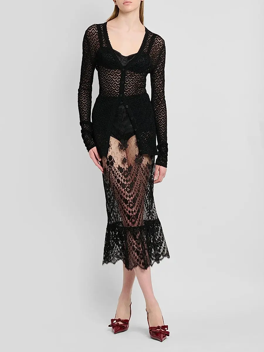 Dolce & Gabbana Women's Pizzo Chantilly Lace Midi Skirt | Thumbnail 2