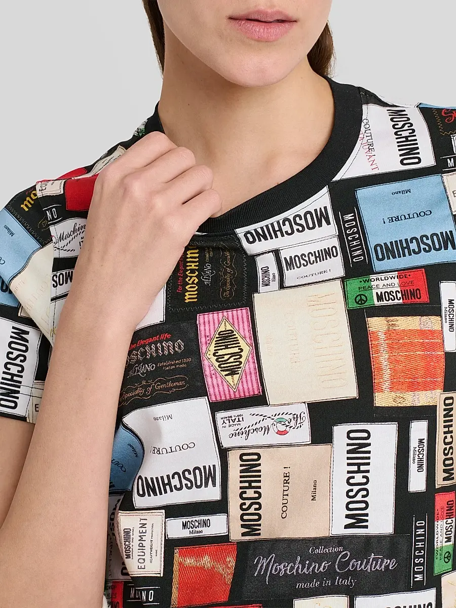 MOSCHINO Women's Logo Patch Cotton T-Shirt | Thumbnail 5 MOSCHINO Women's Logo Patch Cotton T-Shirt | Thumbnail 5