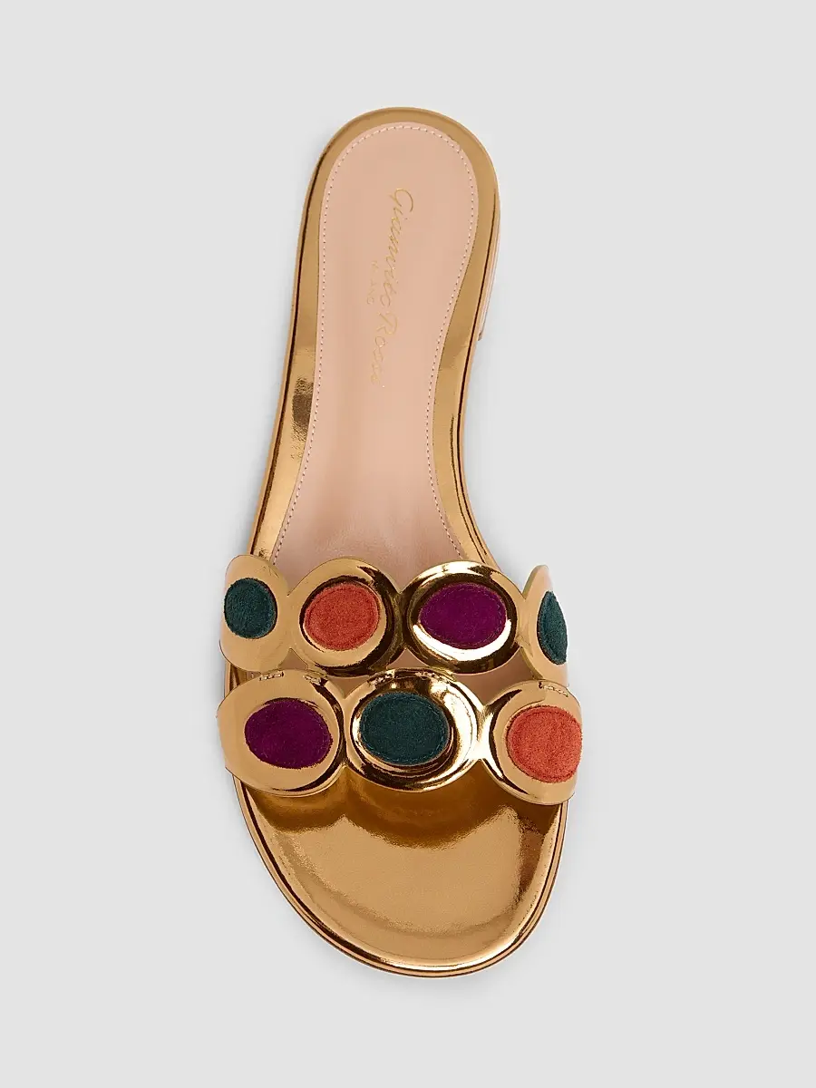 Gianvito Rossi Women's Leather & Suede Slip-On Sandals | Thumbnail 4 Gianvito Rossi Women's Leather & Suede Slip-On Sandals | Thumbnail 4