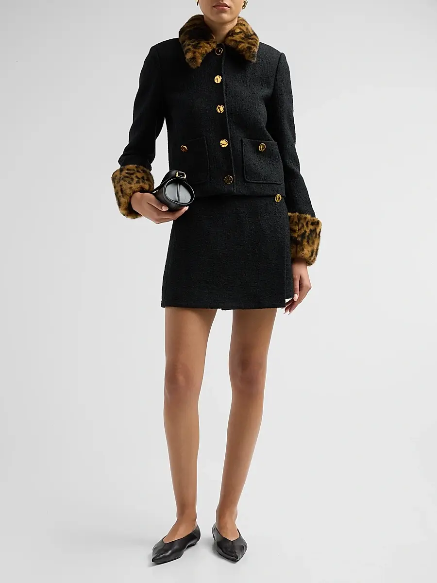 Cara Cara Women's Benicio Faux-Fur Trim Tweed Jacket | Thumbnail 2 Cara Cara Women's Benicio Faux-Fur Trim Tweed Jacket | Thumbnail 2