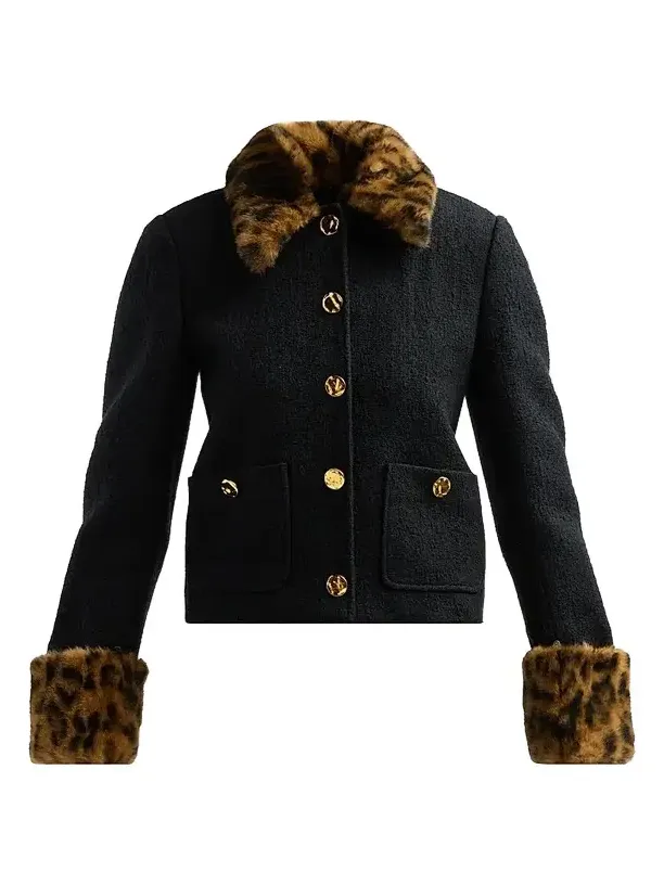 Cara Cara Women's Benicio Faux-Fur Trim Tweed Jacket