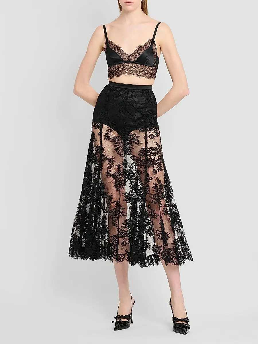 Dolce & Gabbana Women's Pizzo Chantilly Midi Skirt | Thumbnail 2 Dolce & Gabbana Women's Pizzo Chantilly Midi Skirt | Thumbnail 2