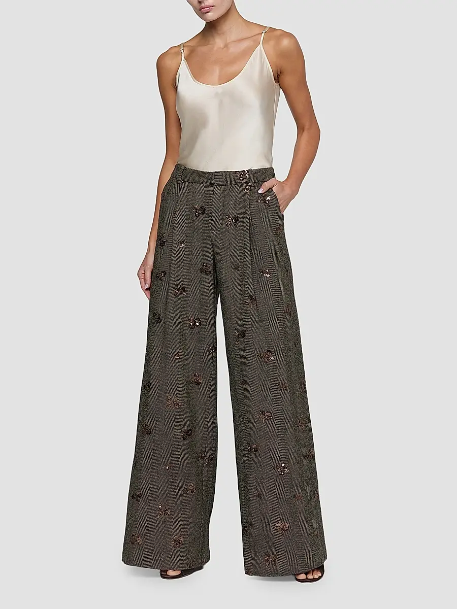 L'Agence Women's Allanah Sequined Herringbone Trousers | Thumbnail 2 L'Agence Women's Allanah Sequined Herringbone Trousers | Thumbnail 2