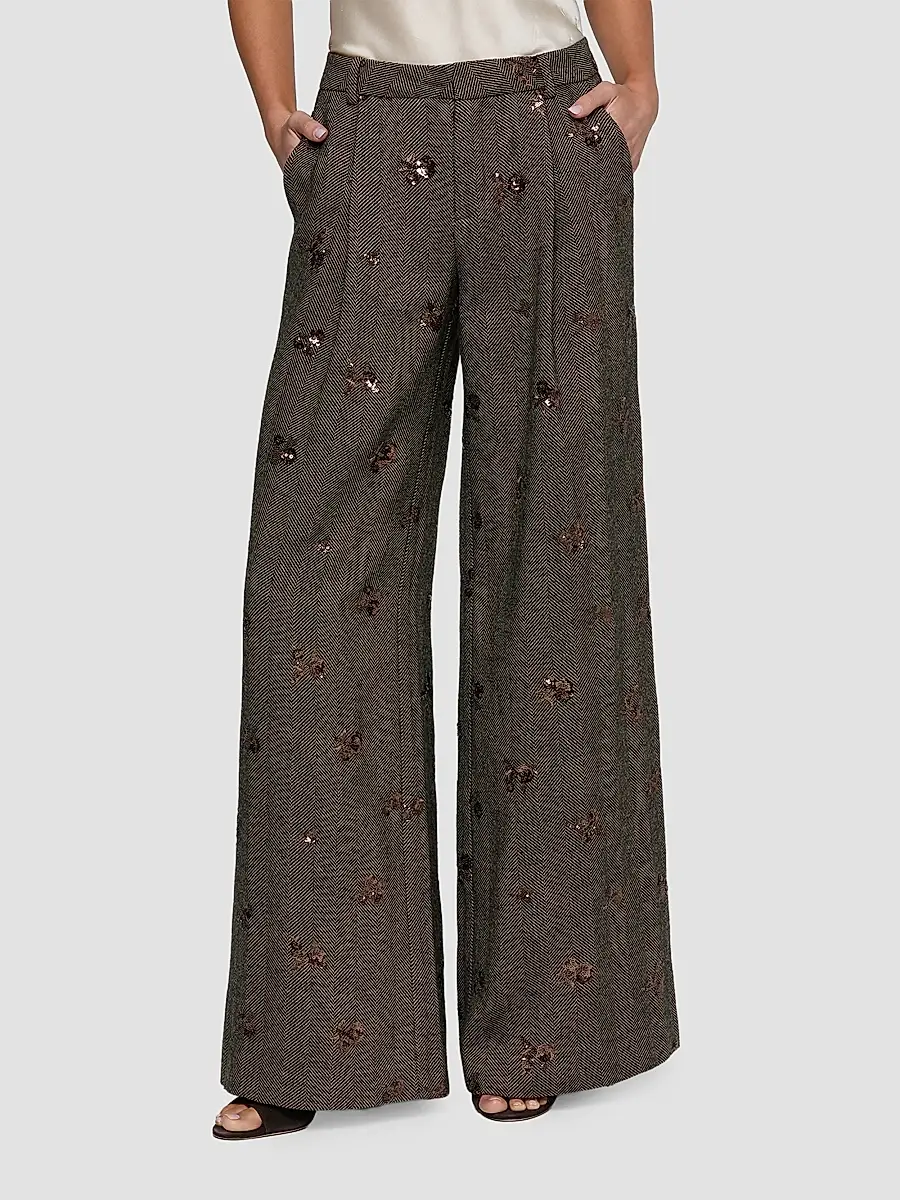 L'Agence Women's Allanah Sequined Herringbone Trousers | Thumbnail 4 L'Agence Women's Allanah Sequined Herringbone Trousers | Thumbnail 4