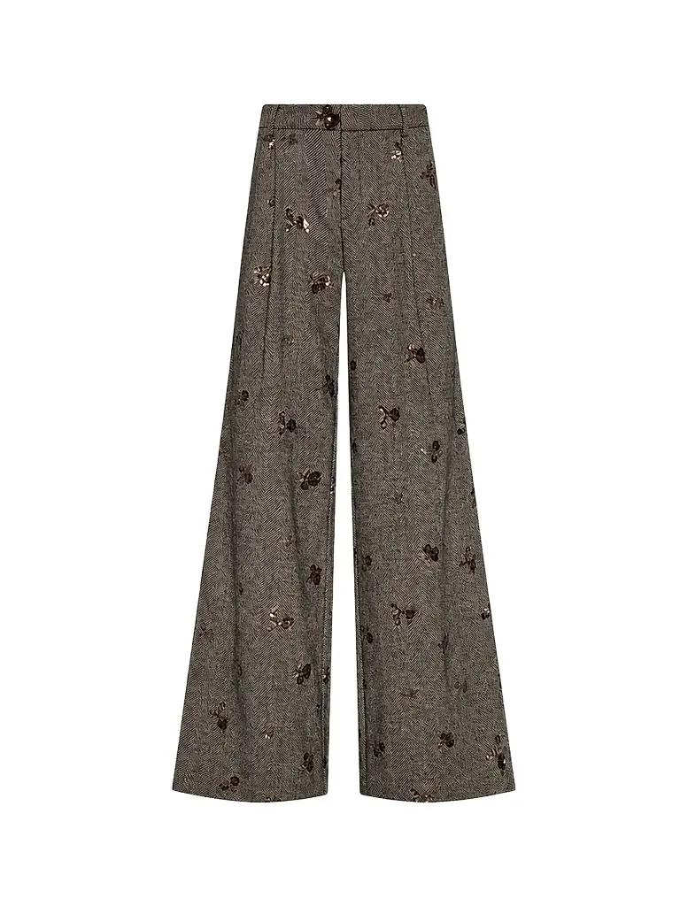 L'Agence Women's Allanah Sequined Herringbone Trousers