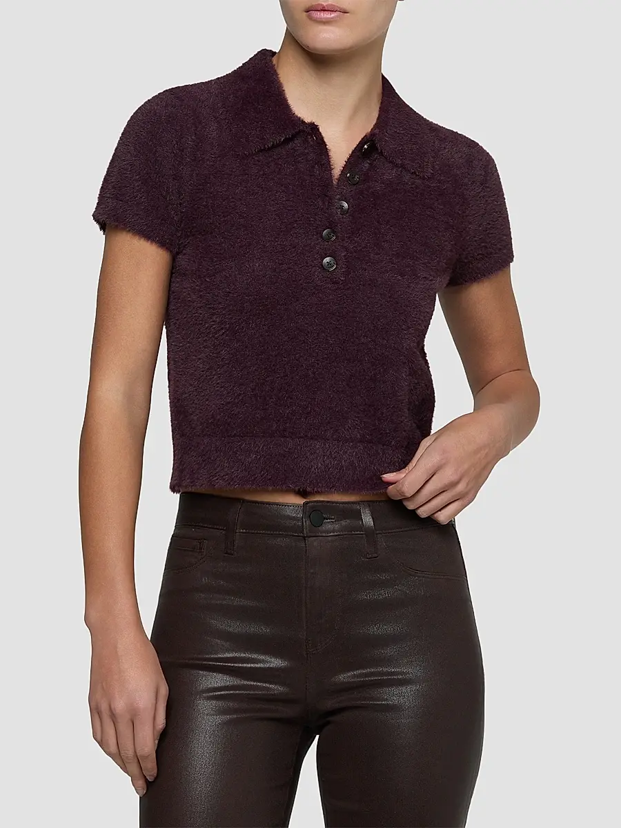 L'Agence Women's Cirrus Crop Polo Shirt | Thumbnail 4 L'Agence Women's Cirrus Crop Polo Shirt | Thumbnail 4
