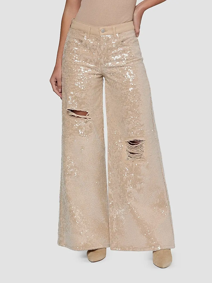 L'Agence Women's Quincy Sequined Wide-Leg Jeans | Thumbnail 4 L'Agence Women's Quincy Sequined Wide-Leg Jeans | Thumbnail 4