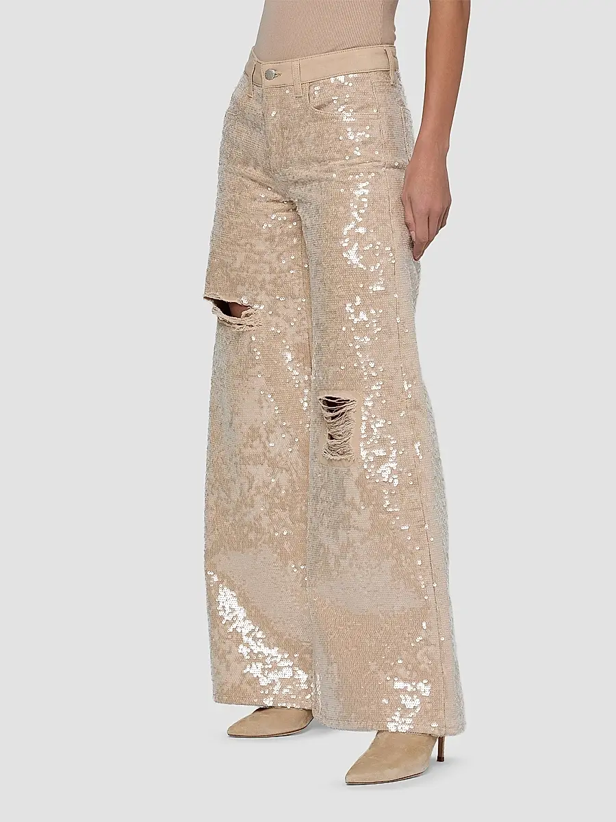 L'Agence Women's Quincy Sequined Wide-Leg Jeans | Thumbnail 5 L'Agence Women's Quincy Sequined Wide-Leg Jeans | Thumbnail 5