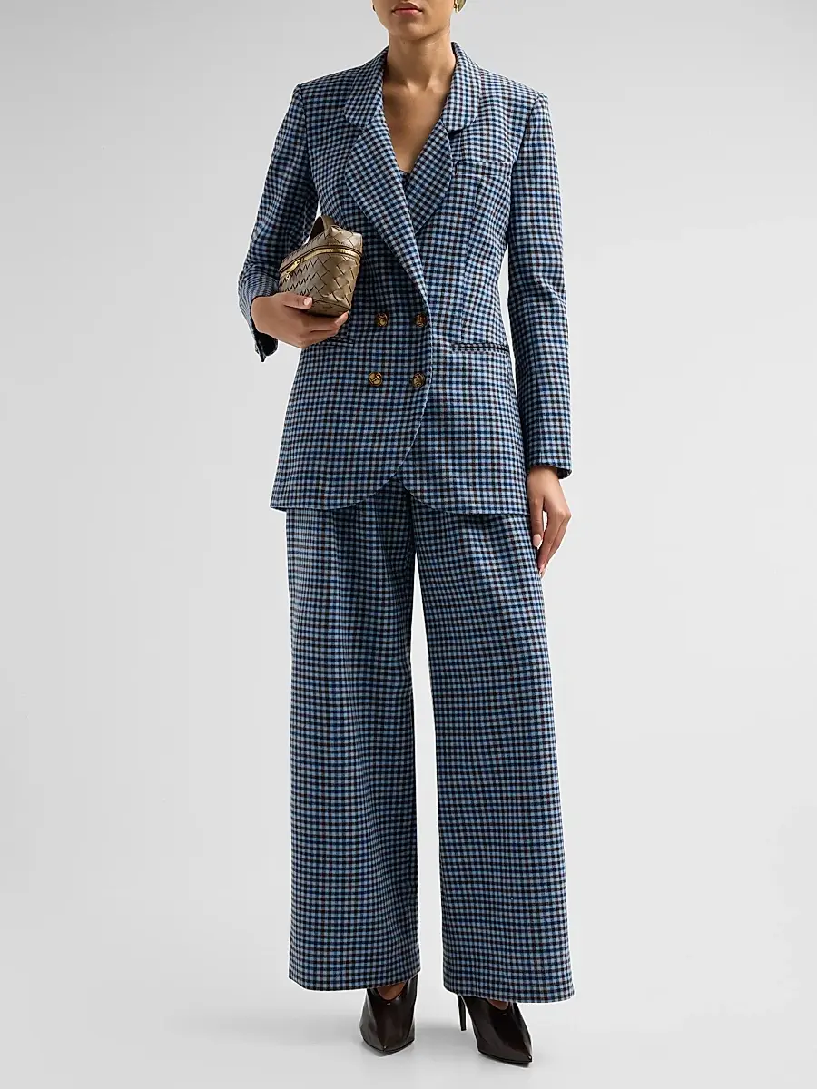 Cara Cara Women's Remy Plaid Wool Double-Breasted Blazer | Thumbnail 2 Cara Cara Women's Remy Plaid Wool Double-Breasted Blazer | Thumbnail 2