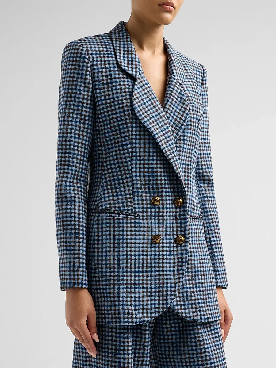 Cara Cara Women's Remy Plaid Wool Double-Breasted Blazer | Thumbnail 4 Cara Cara Women's Remy Plaid Wool Double-Breasted Blazer | Thumbnail 4