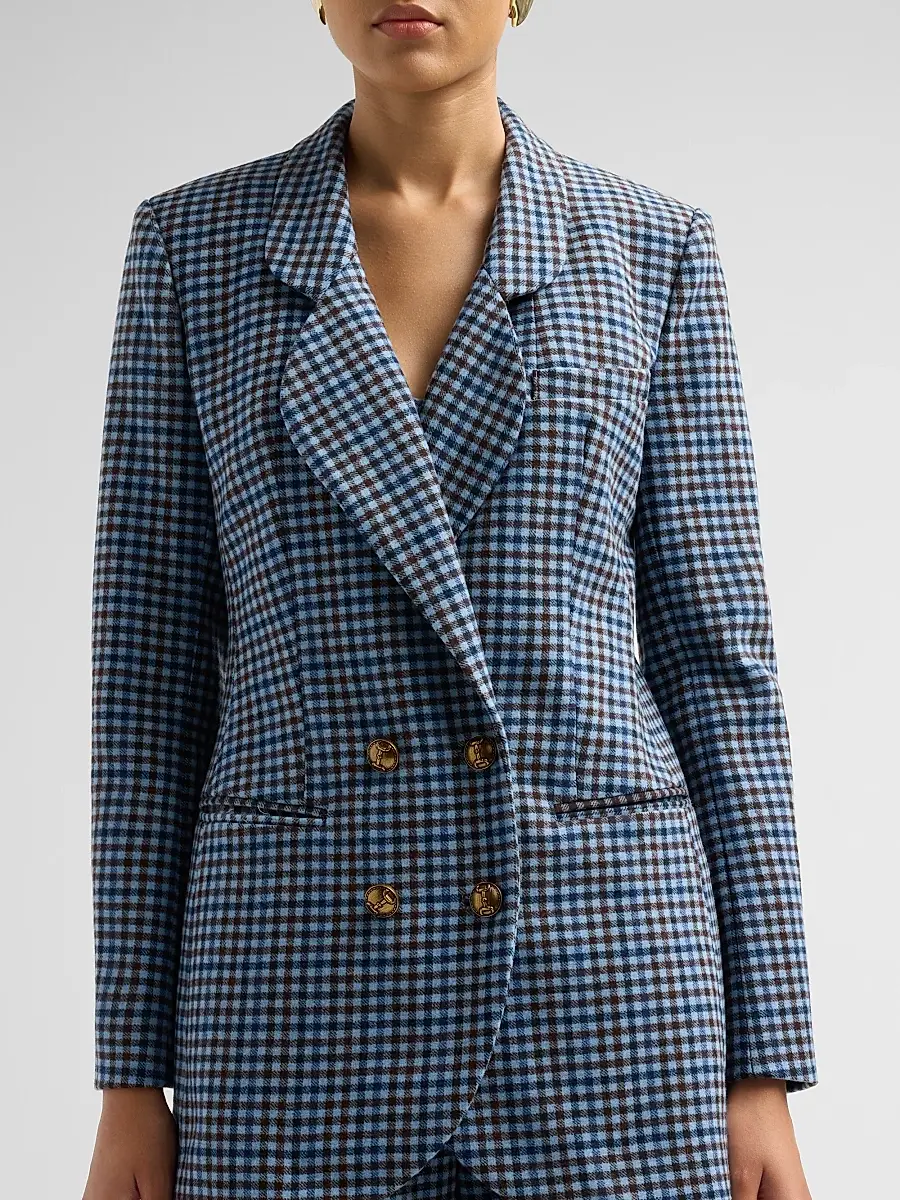 Cara Cara Women's Remy Plaid Wool Double-Breasted Blazer | Thumbnail 5 Cara Cara Women's Remy Plaid Wool Double-Breasted Blazer | Thumbnail 5