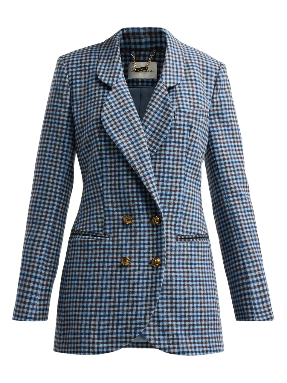 Cara Cara Women's Remy Plaid Wool Double-Breasted Blazer