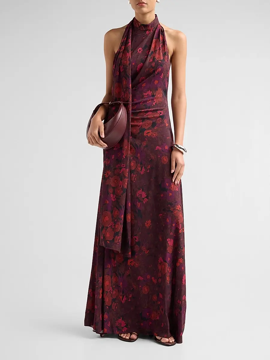 A.L.C. A. L.C. Women's Scarlett Floral Halter Gown | Thumbnail 2 A.L.C. A. L.C. Women's Scarlett Floral Halter Gown | Thumbnail 2