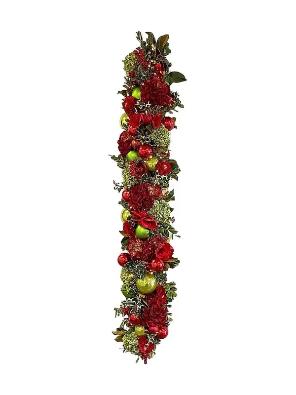 Winward Home Permanent Botanicals Mixed Hydrangea & Amaryllis Garland - Red
