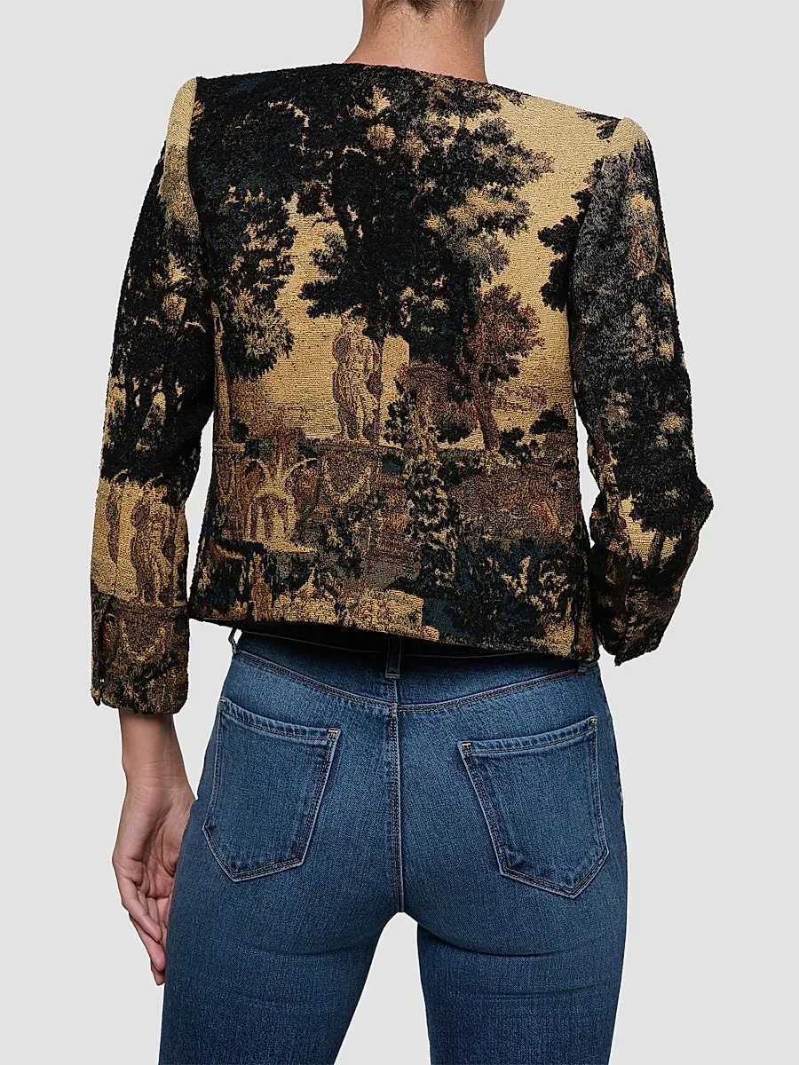 L'Agence Women's Lian Tapestry Collarless Jacket | Thumbnail 3 L'Agence Women's Lian Tapestry Collarless Jacket | Thumbnail 3