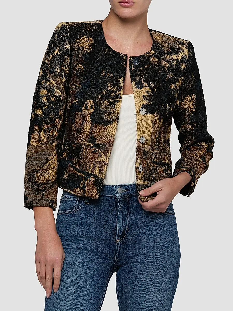 L'Agence Women's Lian Tapestry Collarless Jacket | Thumbnail 4 L'Agence Women's Lian Tapestry Collarless Jacket | Thumbnail 4