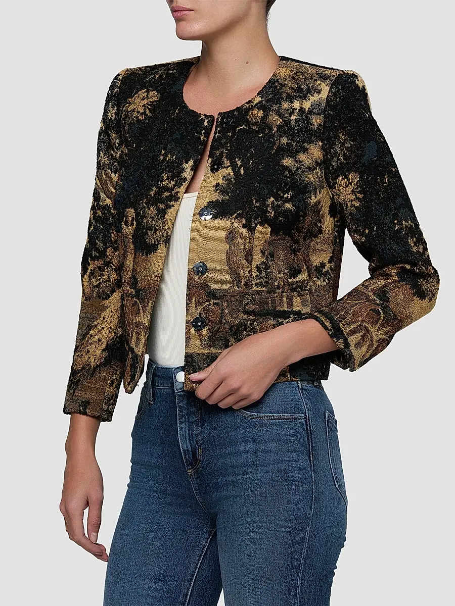 L'Agence Women's Lian Tapestry Collarless Jacket | Thumbnail 5 L'Agence Women's Lian Tapestry Collarless Jacket | Thumbnail 5