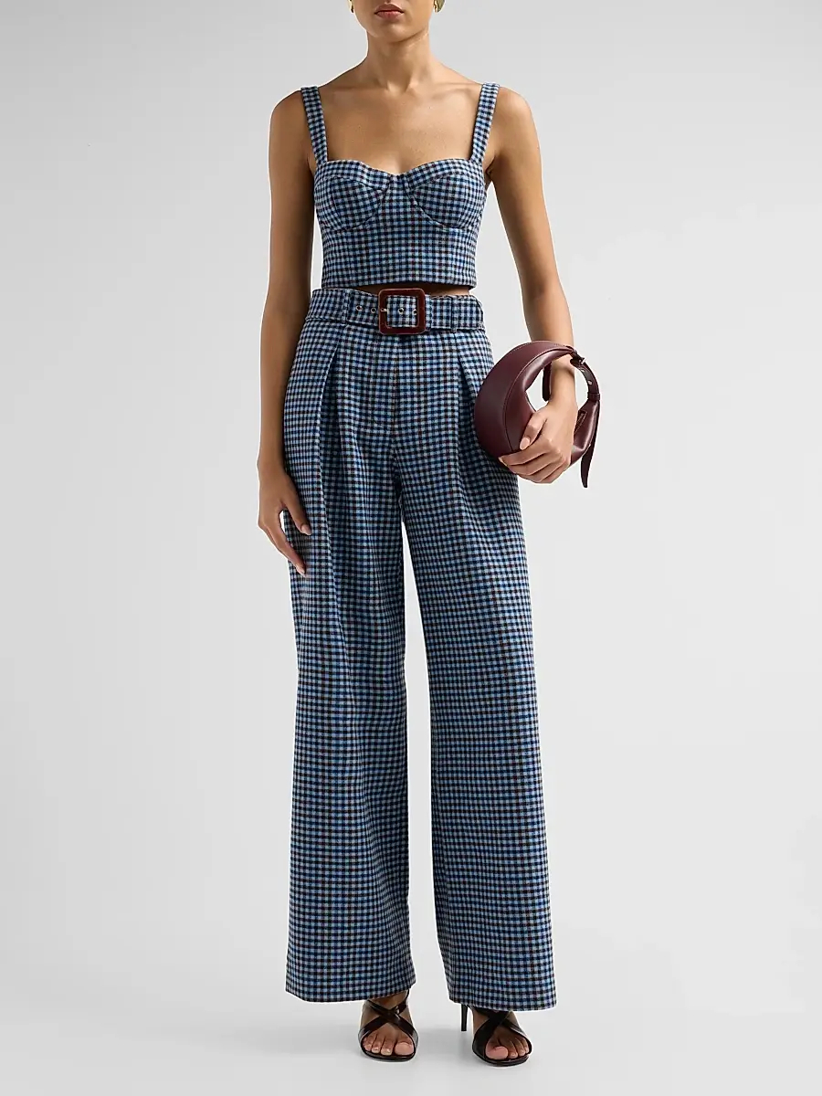 Cara Cara Women's Soho Plaid Wool Wide-Leg Pants | Thumbnail 2 Cara Cara Women's Soho Plaid Wool Wide-Leg Pants | Thumbnail 2