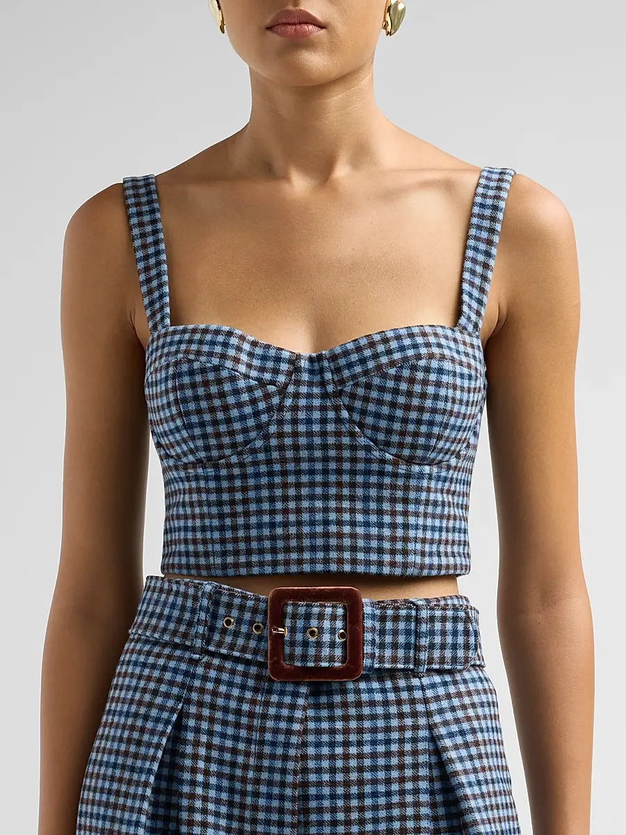 Cara Cara Women's Claudine Plaid Wool Bustier Top | Thumbnail 5 Cara Cara Women's Claudine Plaid Wool Bustier Top | Thumbnail 5