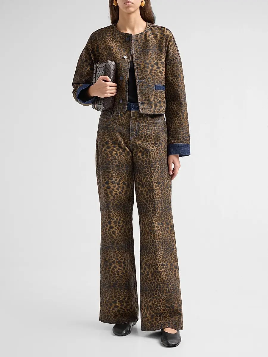 L'Agence Women's Alicent Leopard Print Wide-Leg Jeans | Thumbnail 2 L'Agence Women's Alicent Leopard Print Wide-Leg Jeans | Thumbnail 2